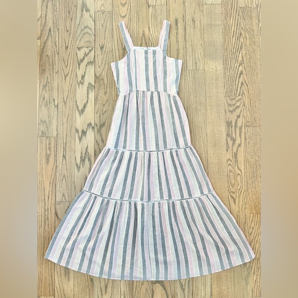 Caslon Women’s Striped Linen Blend Eyelet Maxi Dress Size XXS (00) - Picture 4 of 16